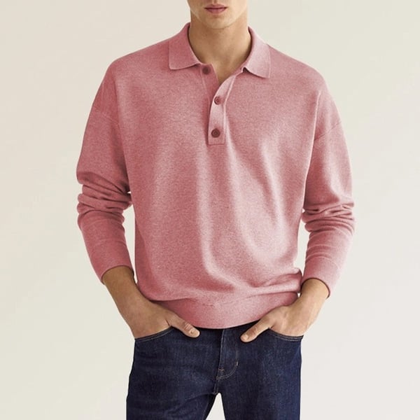 Jacob – Polo da uomo Casual con Revers larghi e Maniche Lunghe